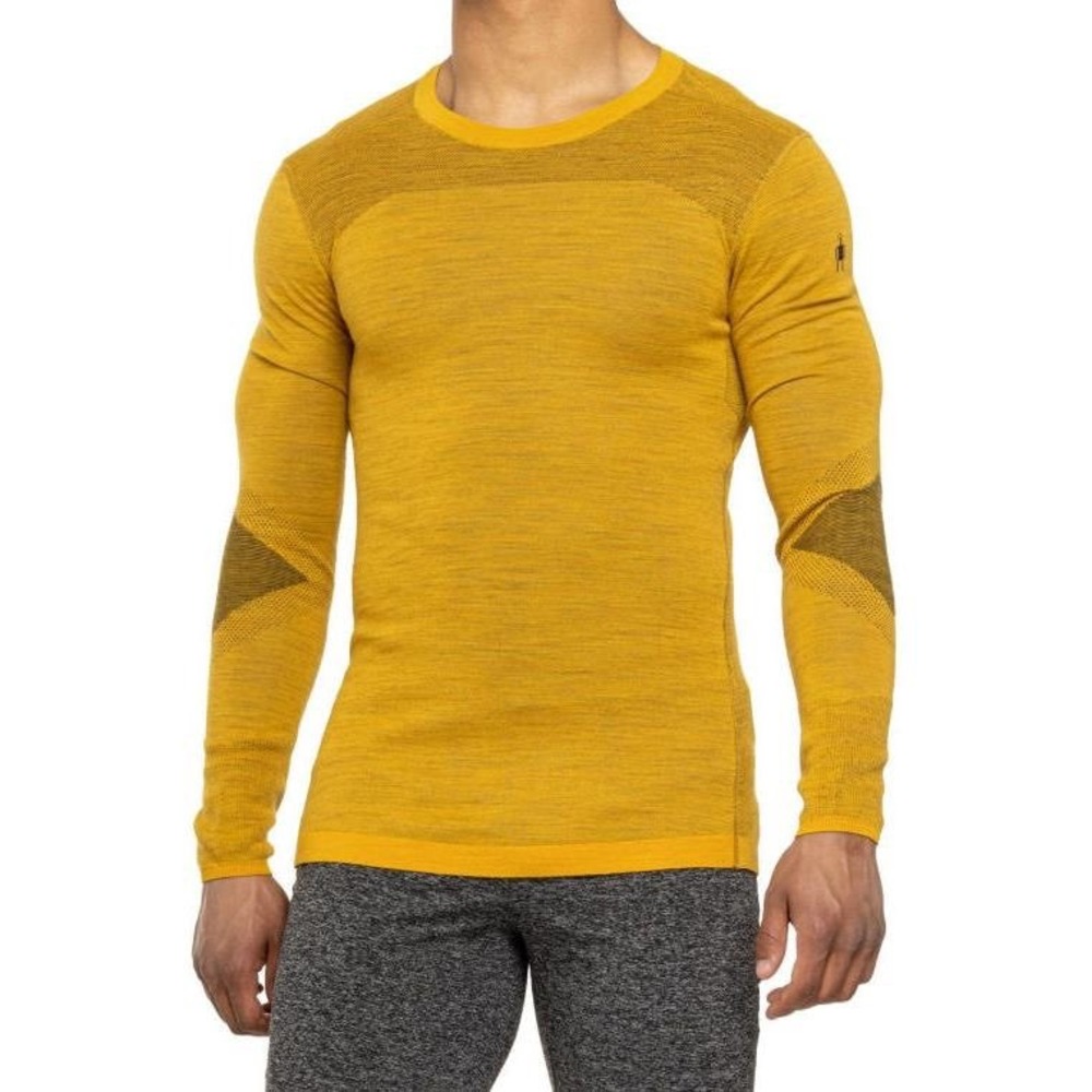 Smartwool Intraknit Merino 200 Crew Mens Large Mustard Yellow Base Layer Top